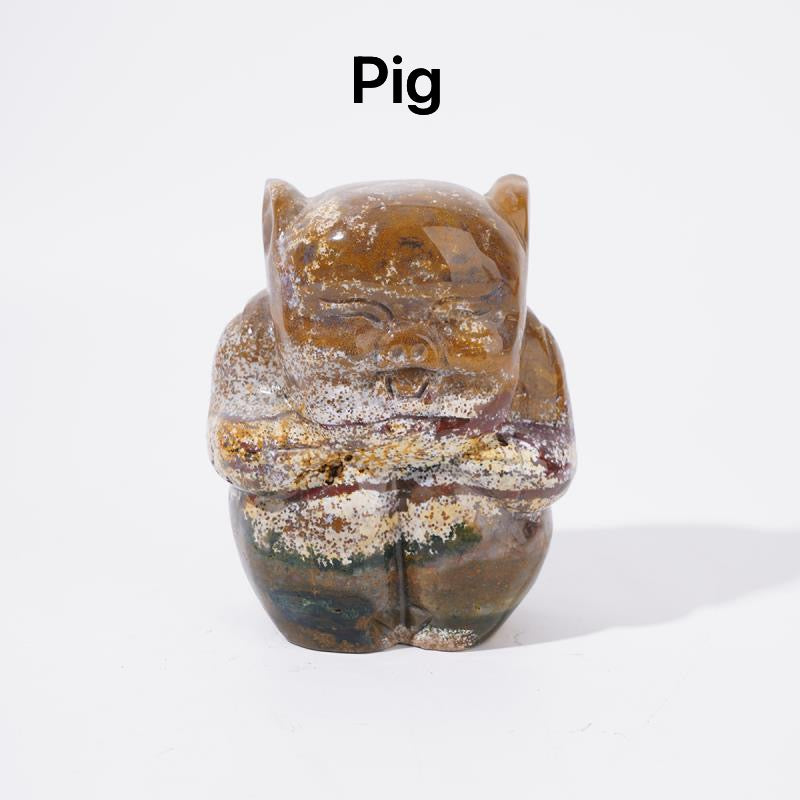 Natural Ocean Jasper Crystal Carved Stone Animals